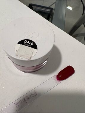 Kiara Sky Fireball red glittery dip nail powder